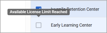 Notification indicating the available license limit has been reached.